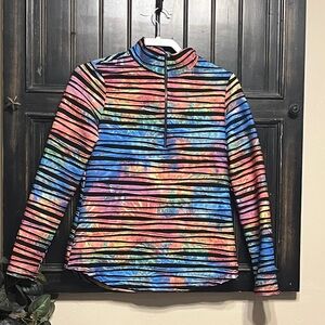 SNO SKINS Vibrant Striped Half-Zip Top